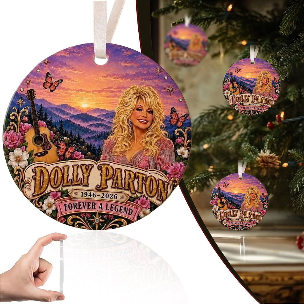 Dolly Memorial Acrylic Christmas Ornament Themed Christmas Ornament for Tree Car Office Home Dolly Themed Xmas Hanging Decor Country Music Holiday Decoration Gift