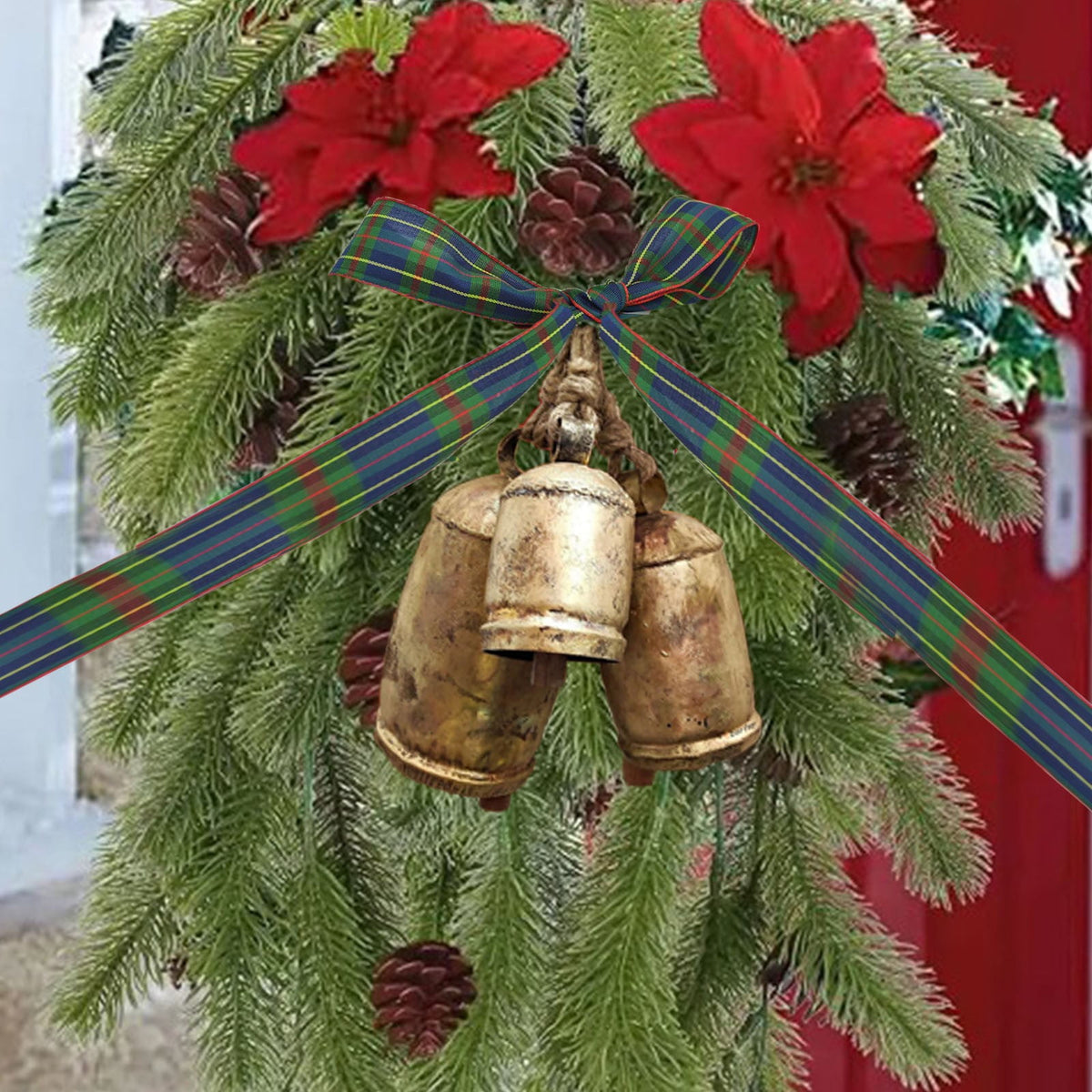Clearance Christmas Decoration Christmas Decor Xmas Gifts Set Of 3 Christmas Bell Brass Cow Shabby Style Metal Hanging Giant Cow Bells Decor