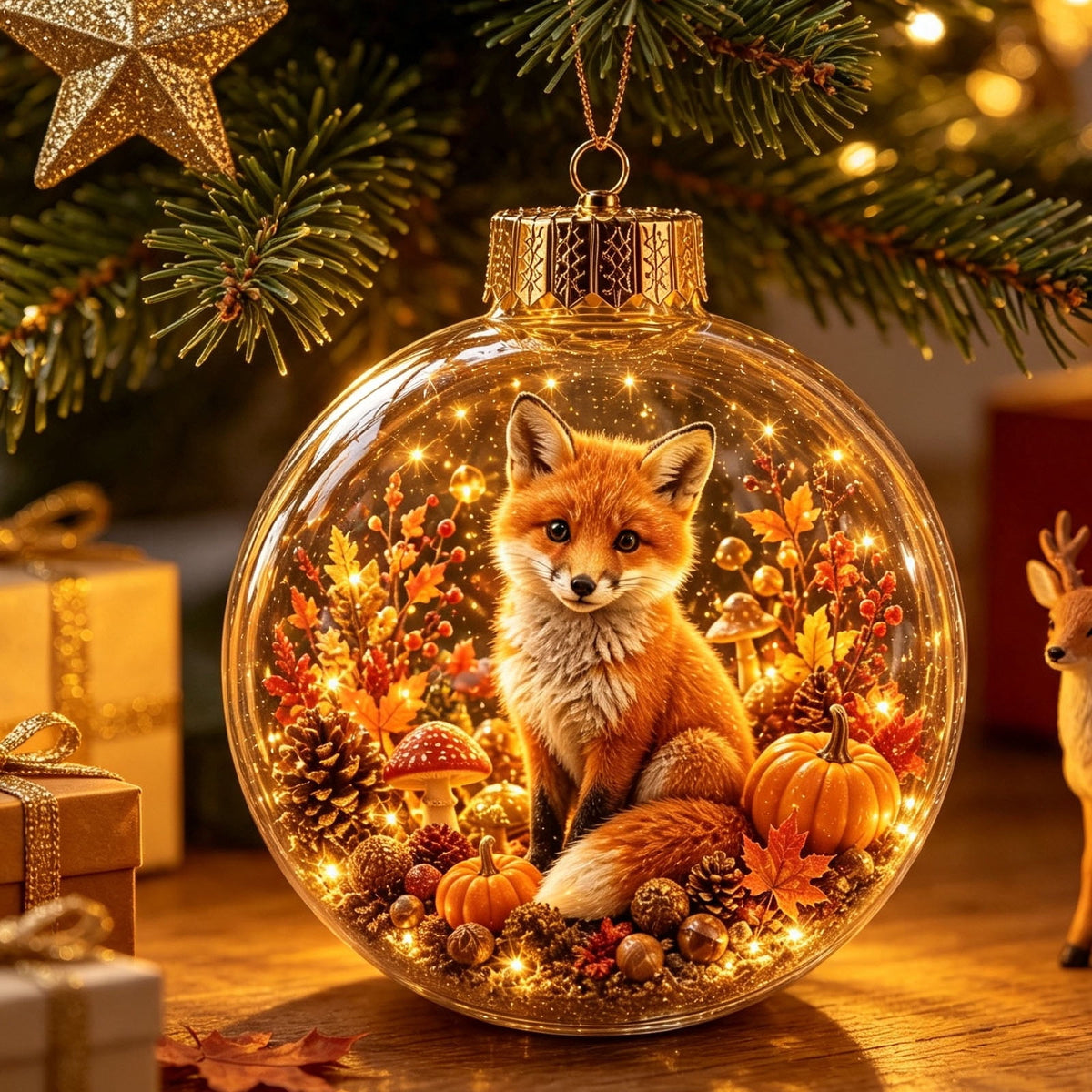 Mivyn Glowing Christmas Story Ornament, 4"Light-Up Mini Holiday Scene with Warm LED Light, Festive Keepsake Gift for Home Christmas Party Decoration,1PCS,