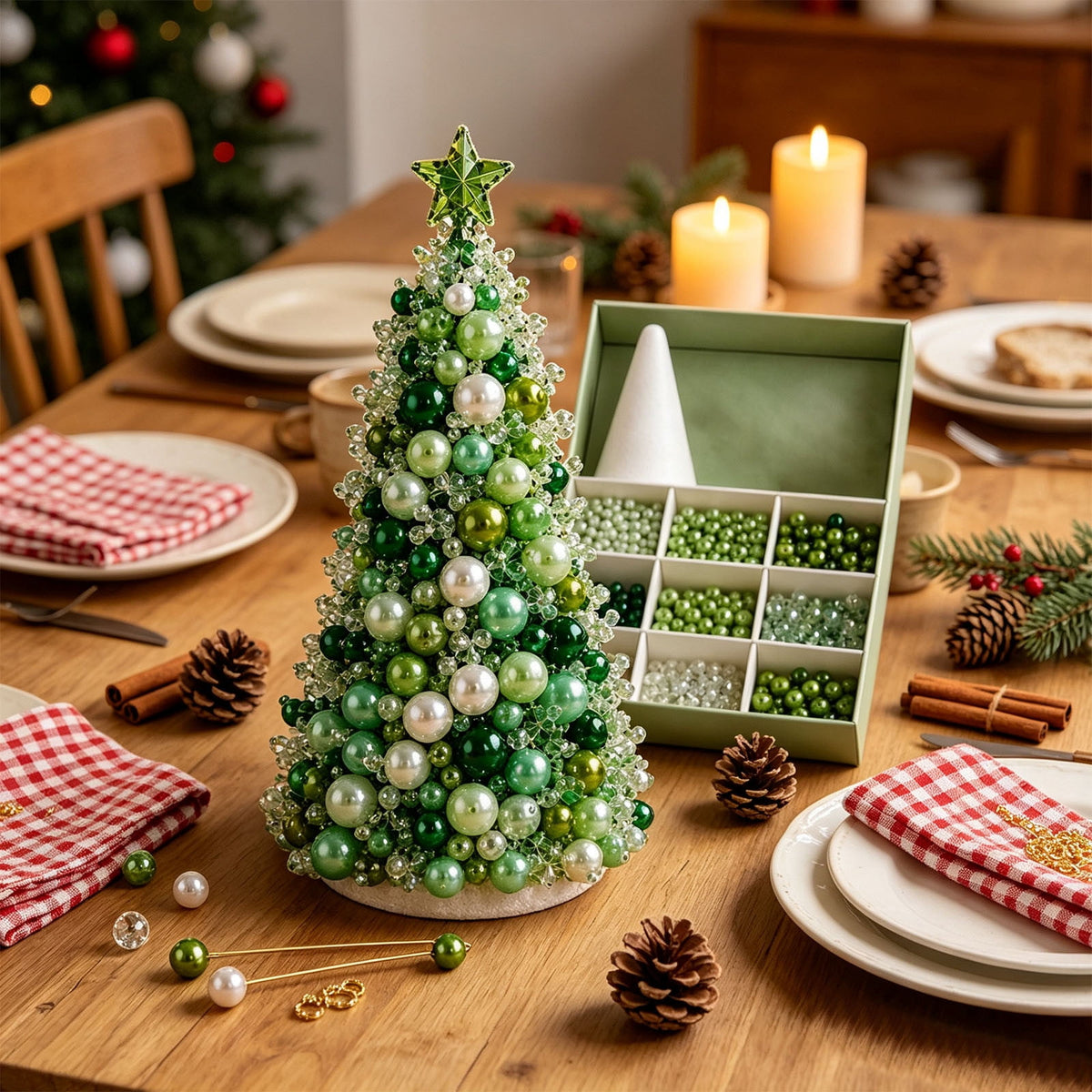 DIY Beaded Christmas Tree Craft Kit Christmas Decorations, 3D Candy Beaded Christmas Tree Craft Kit Christmas Decor, Christmas Crafts for Adults