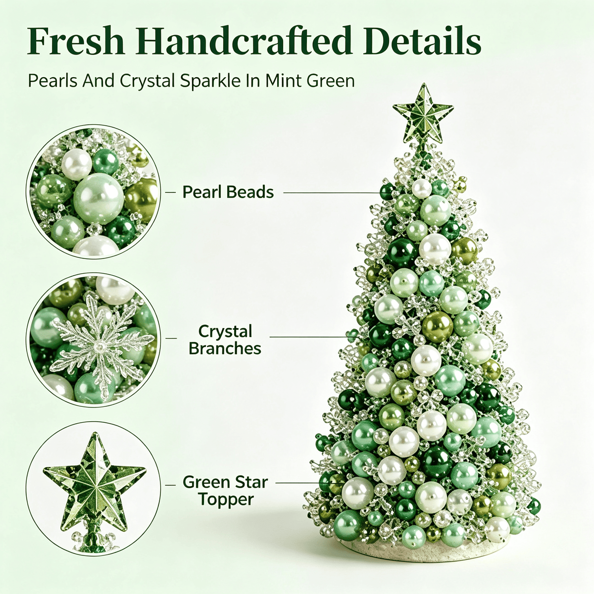 DIY Beaded Christmas Tree Kit, Christmas Decorations Handmade Beads Craft Set, Sparkling Crystal Xmas Ornaments for Tabletop Christmas Decor, Holiday Gifts for Adults by MPOISVA