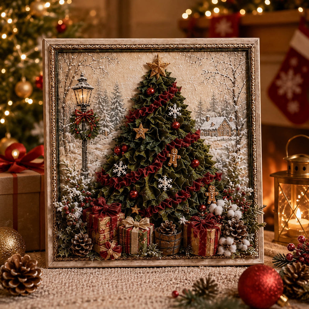 Clearance 3D Christmas Wreath Fabric Poke Art Kit, Jesus Poke Art Kits for Adults, Christmas Wreaths Ornament Making Kit for Front Door