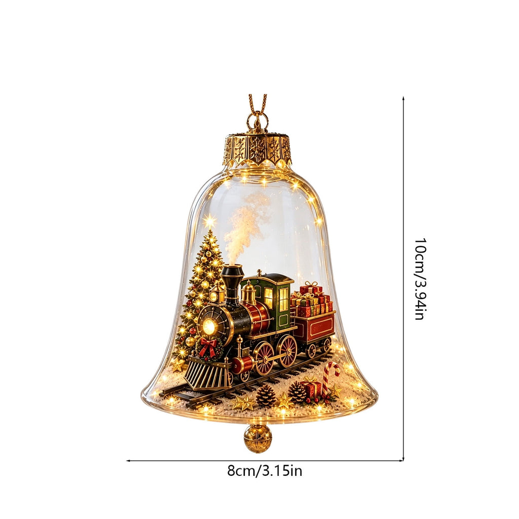 Mivyn Glowing Christmas Story Ornament, 4"Light-Up Mini Holiday Scene with Warm LED Light, Festive Keepsake Gift for Home Christmas Party Decoration,1PCS,