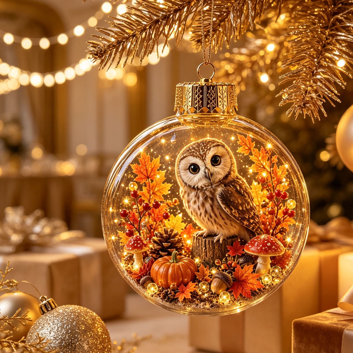 Mivyn Glowing Christmas Story Ornament, 4"Light-Up Mini Holiday Scene with Warm LED Light, Festive Keepsake Gift for Home Christmas Party Decoration,1PCS,