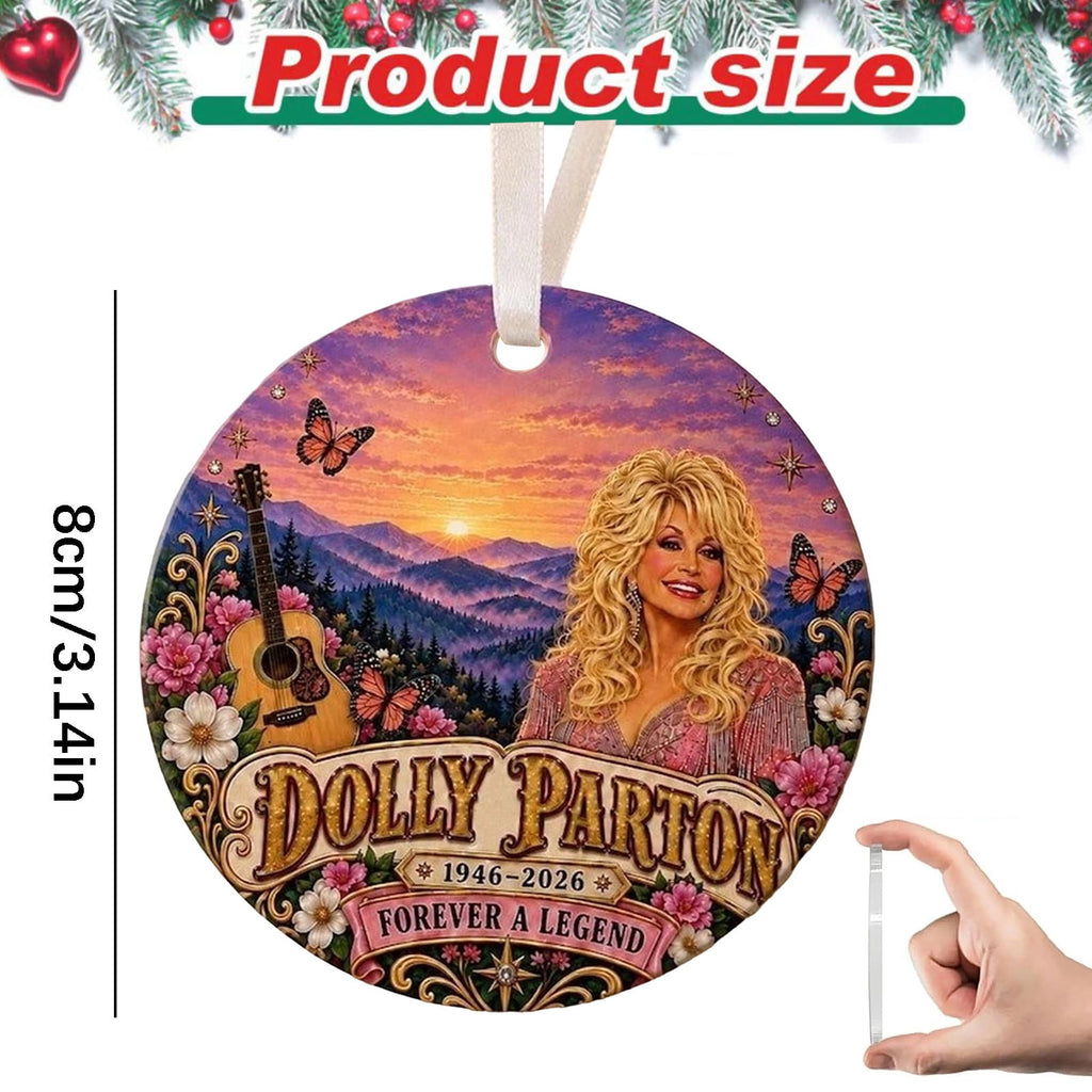 Dolly Memorial Acrylic Christmas Ornament Themed Christmas Ornament for Tree Car Office Home Dolly Themed Xmas Hanging Decor Country Music Holiday Decoration Gift