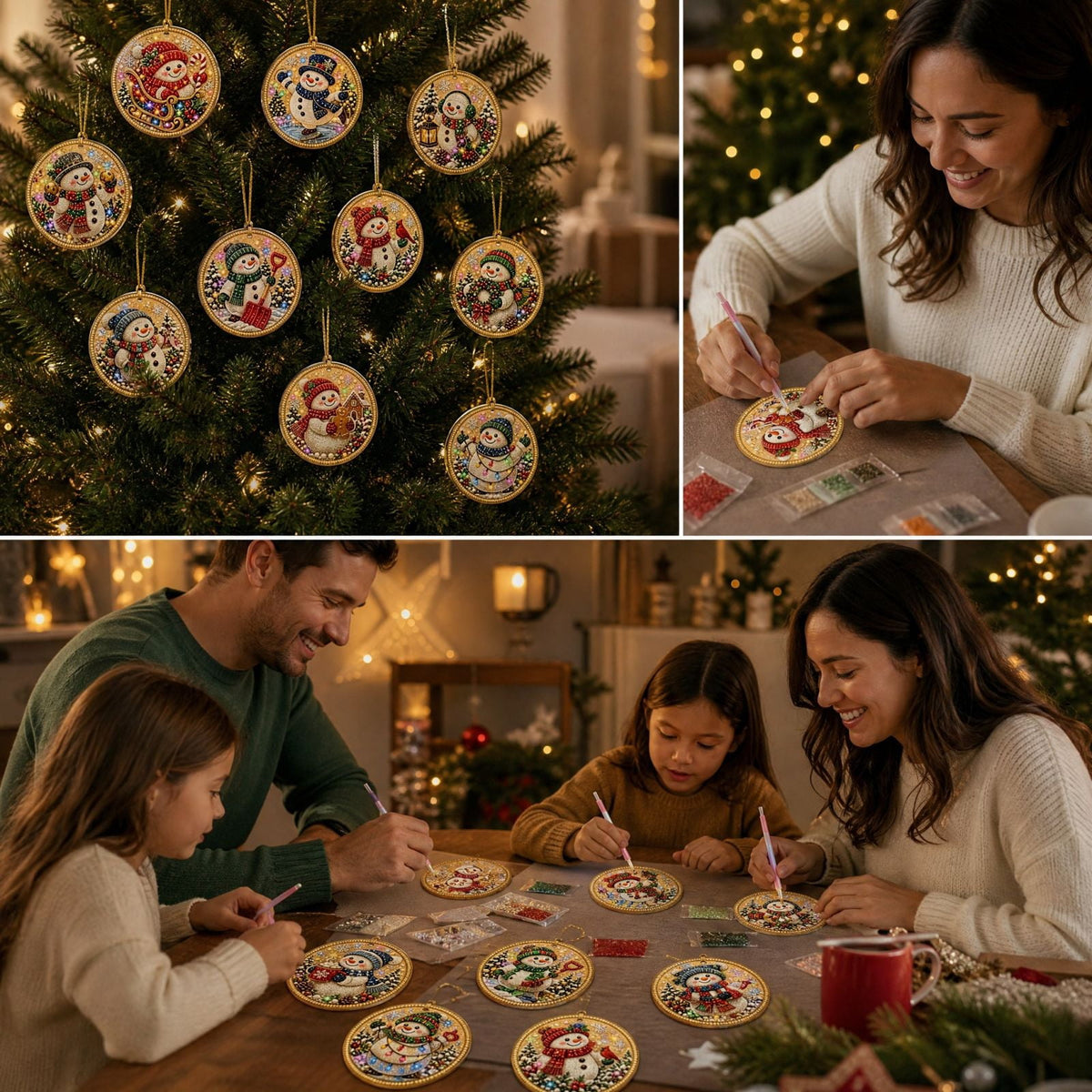 DIY Christmas Ornaments for Xmas Tree Hangings- Pearl Art Kits for Adults, Christmas Ornaments Set of 12, 2.76 Inch