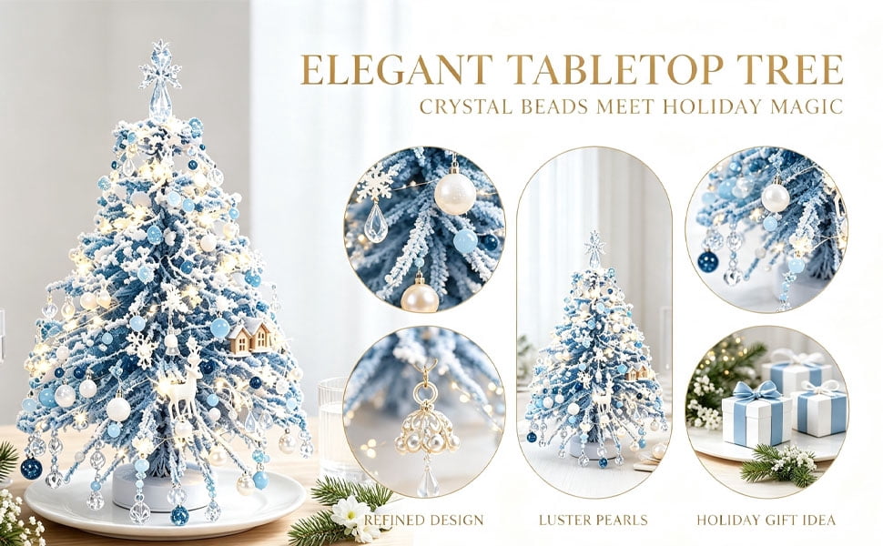 UALSRZL DIY Beaded Christmas Tree Kit, Christmas Decorations Handmade Beads Craft Set, Sparkling Crystal Xmas Ornaments for Table Decor Holiday Gifts