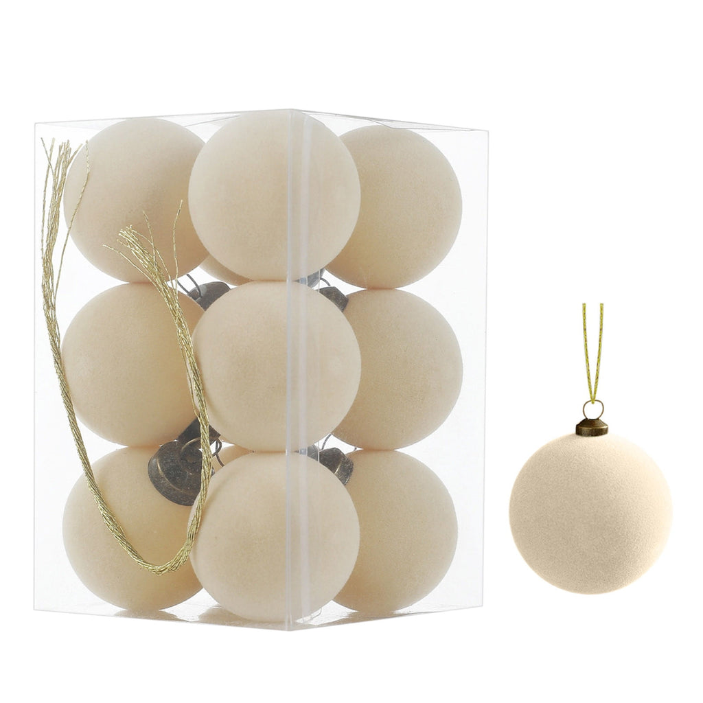 Roiihwy Green 12 Pcs Velvet Christmas Balls 1.57in Flocked Plastic Ornaments Xmas Decorative Hanging for Tree Holiday Decor