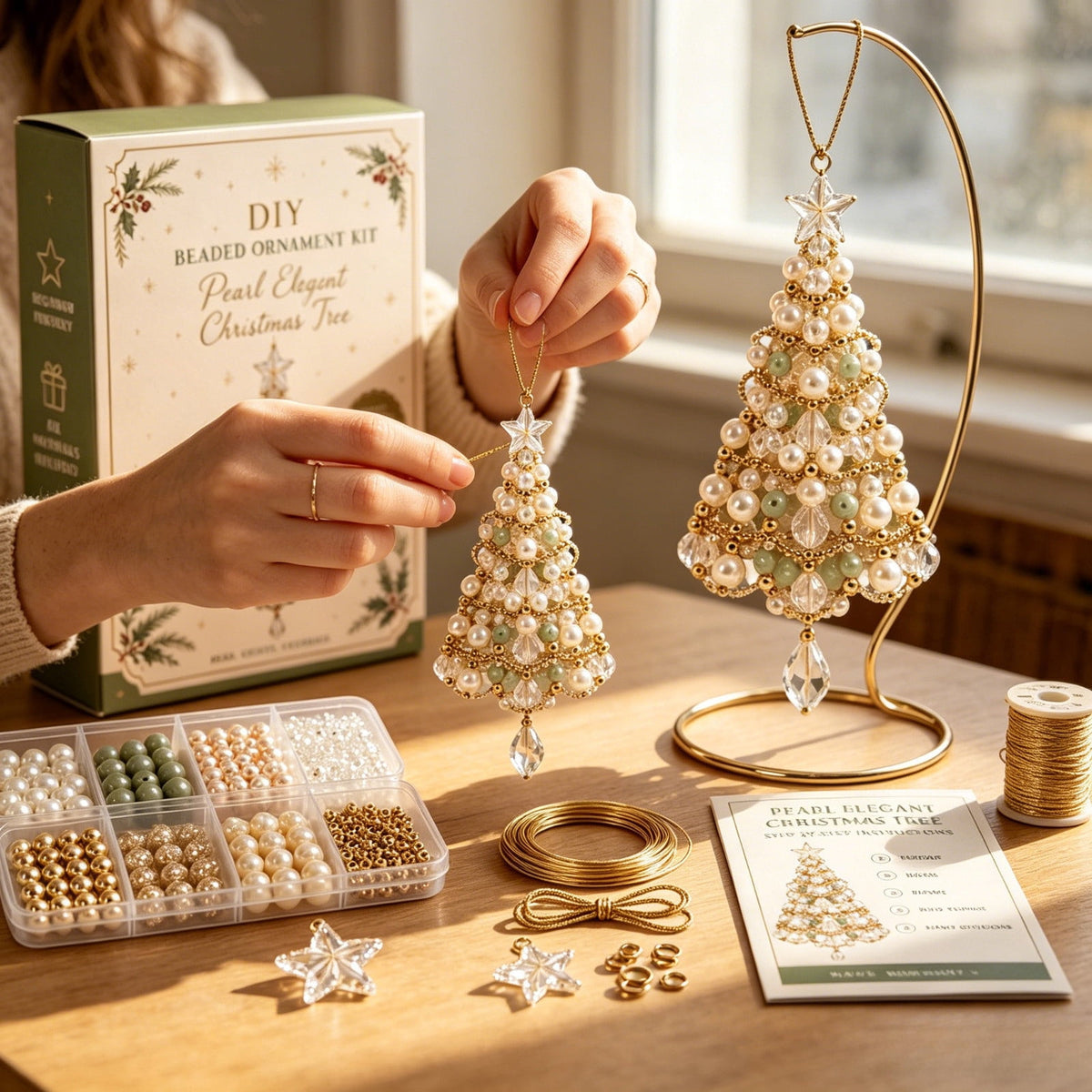 DIY Beaded Christmas Tree Craft Kit Christmas Decorations, 3D Candy Beaded Christmas Tree Craft Kit Christmas Decor, Christmas Crafts for Adults