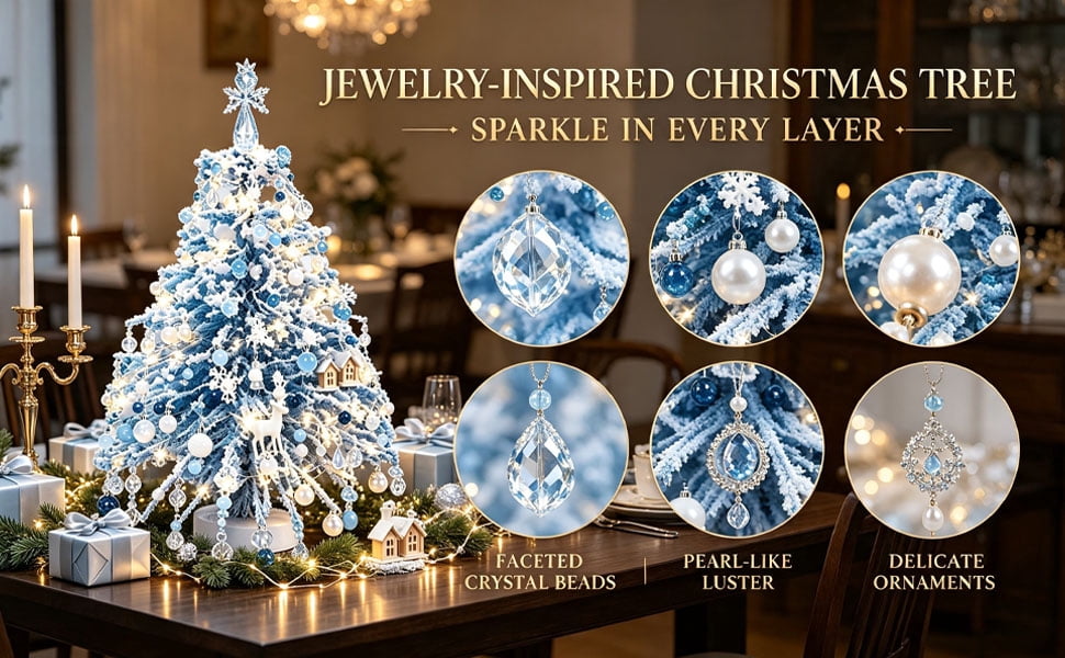 UALSRZL DIY Beaded Christmas Tree Kit, Christmas Decorations Handmade Beads Craft Set, Sparkling Crystal Xmas Ornaments for Table Decor Holiday Gifts