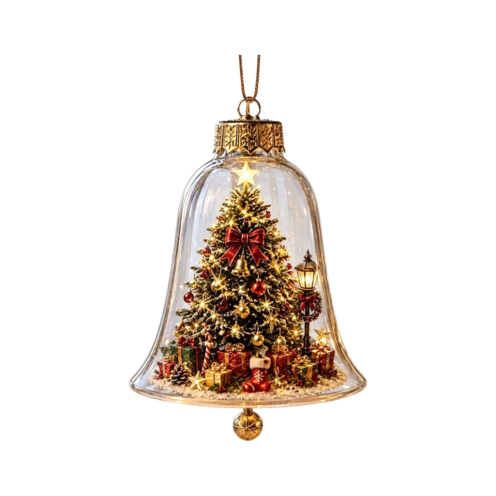 Mivyn Glowing Christmas Story Ornament, 4"Light-Up Mini Holiday Scene with Warm LED Light, Festive Keepsake Gift for Home Christmas Party Decoration,1PCS,