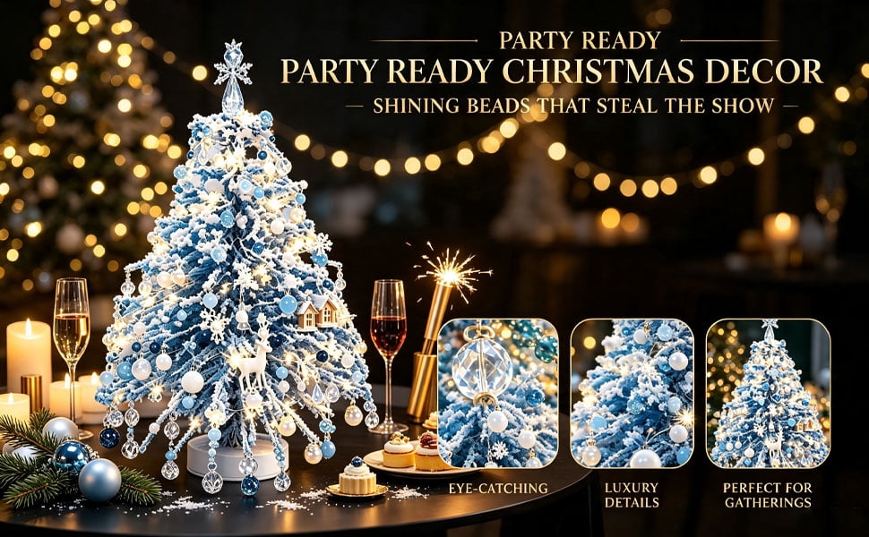 UALSRZL DIY Beaded Christmas Tree Kit, Christmas Decorations Handmade Beads Craft Set, Sparkling Crystal Xmas Ornaments for Table Decor Holiday Gifts