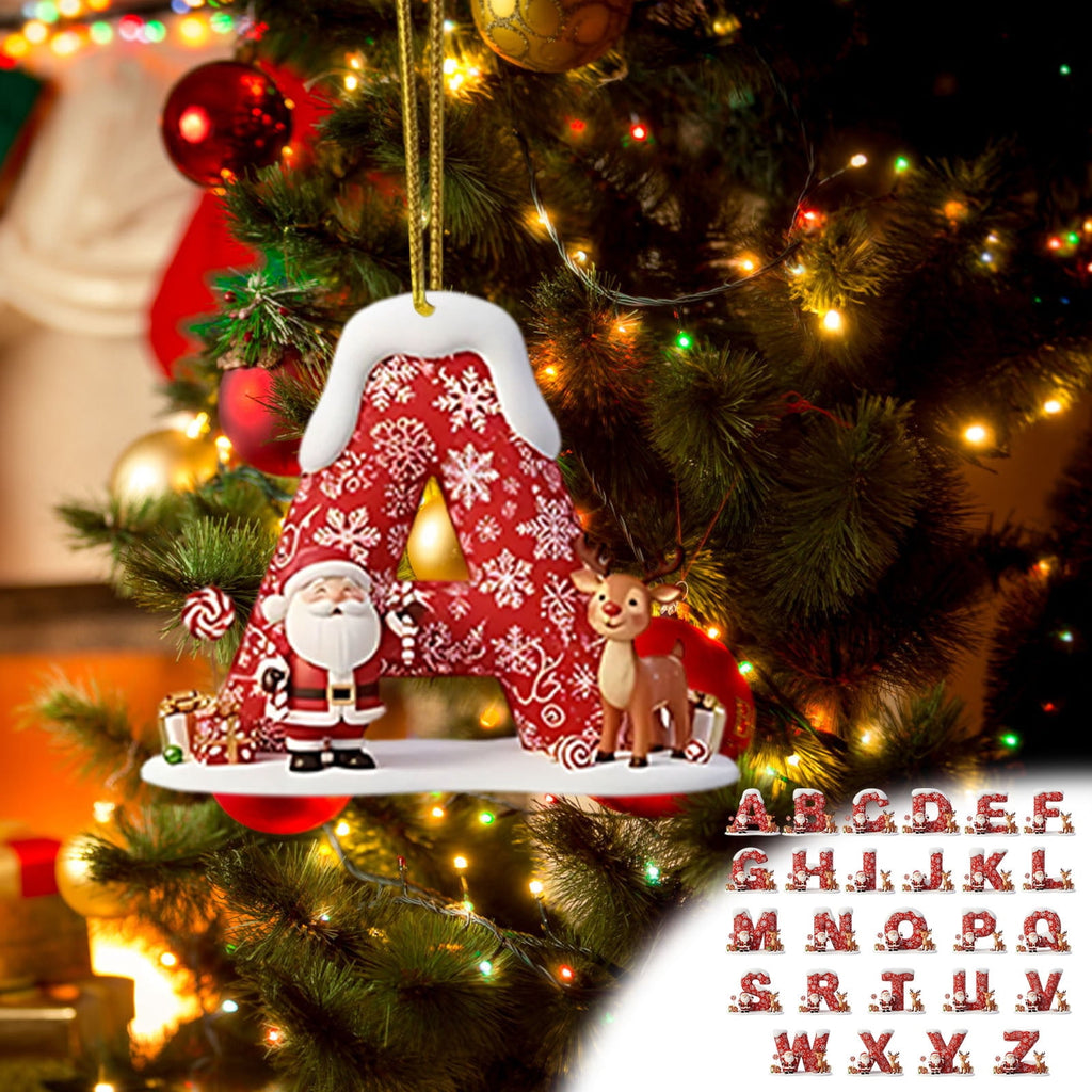 Nativity Scene Letters Ornament, A to Z Alphabet Ornaments for Xmas Tree, Jesus Letters Initial 2D Acrylic Flat Hanging Decoration, The Birth of Jesus Design, Rear view-Christian Gifts for Family (M)