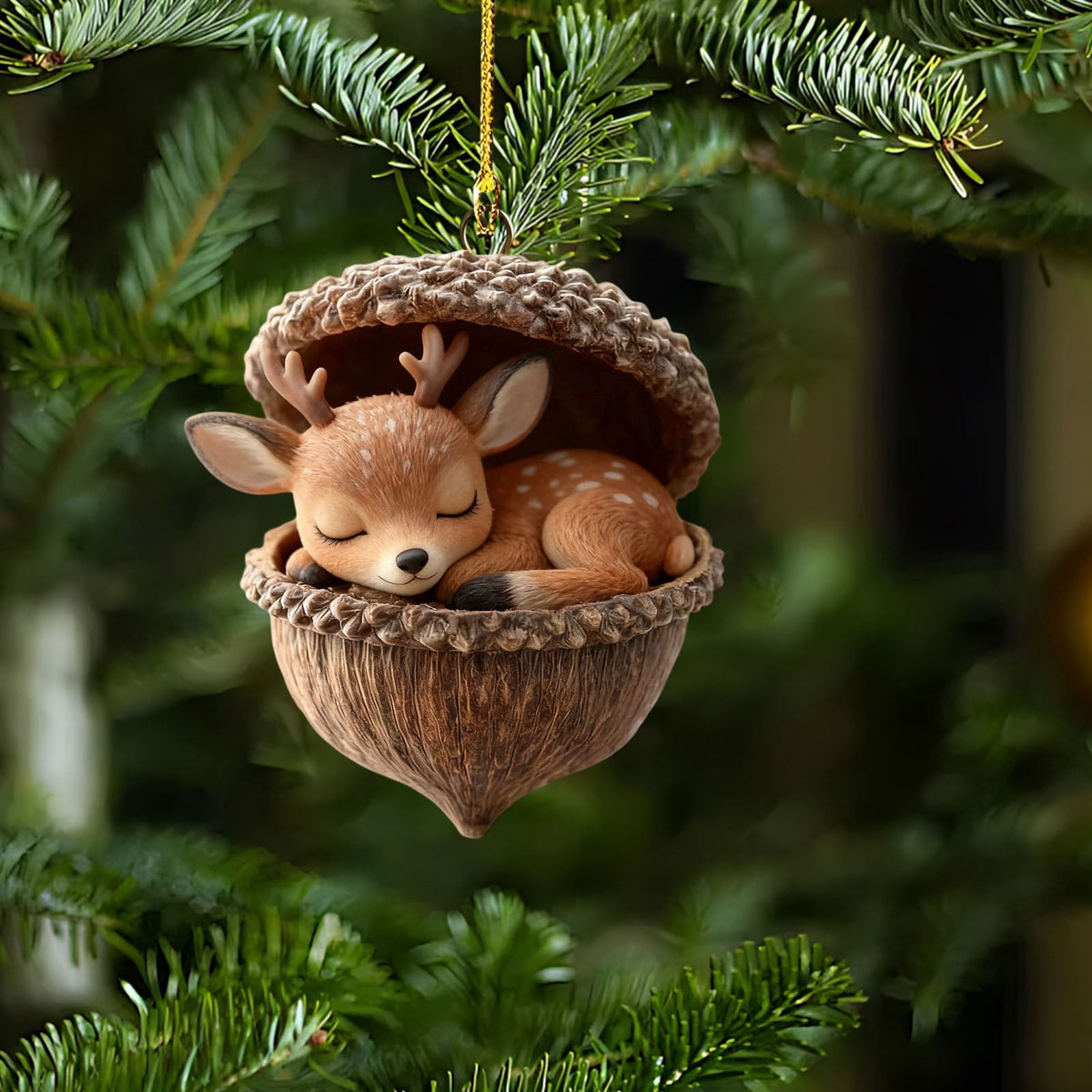 DAMAI Forest Animal Acorn Ornaments-2026 New Cozy Forest Christmas Ornaments, Cozy Forest Christmas Ornaments, Pine Cone Decoration Woodland Christmas Ornaments for Party Home Decor