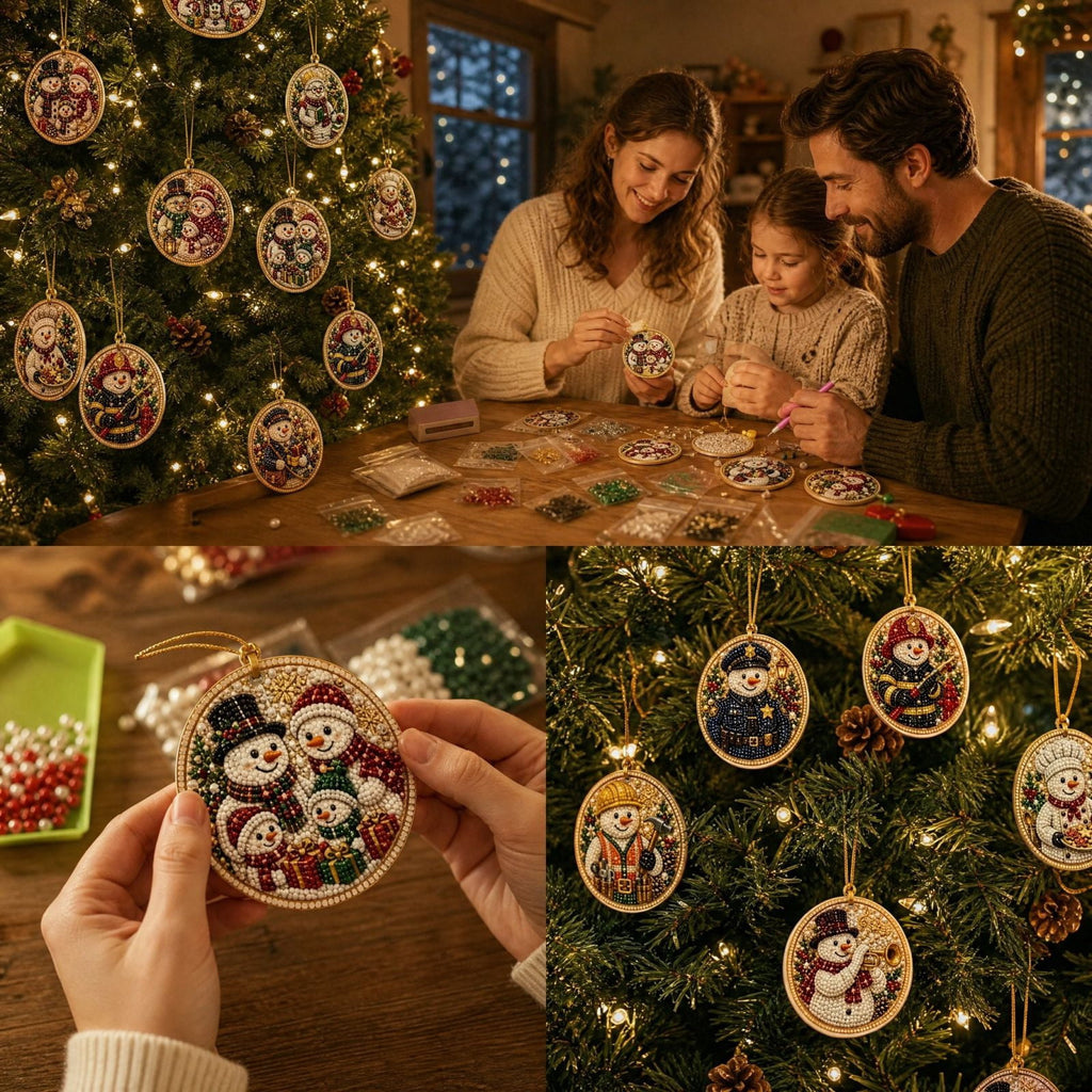 DIY Christmas Ornaments for Xmas Tree Hangings- Pearl Art Kits for Adults, Christmas Ornaments Set of 12, 2.76 Inch