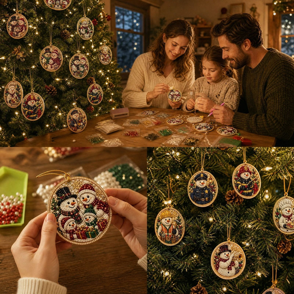 DIY Christmas Ornaments for Xmas Tree Hangings- Pearl Art Kits for Adults, Christmas Ornaments Set of 12, 2.76 Inch