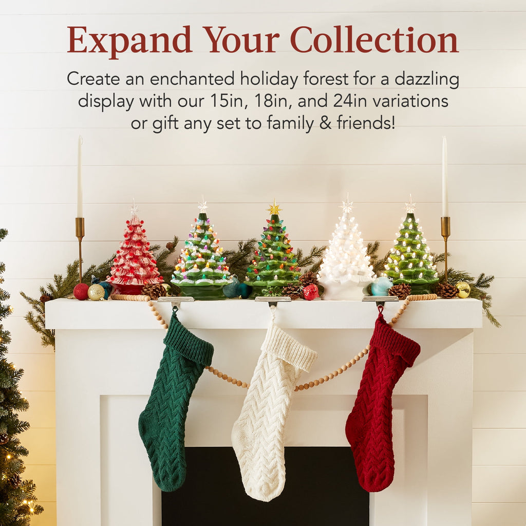 Best Choice Products Ceramic Christmas Tree, Pre-lit Hand-Painted Tabletop Holiday Tree - Green w/ Multicolored Lights