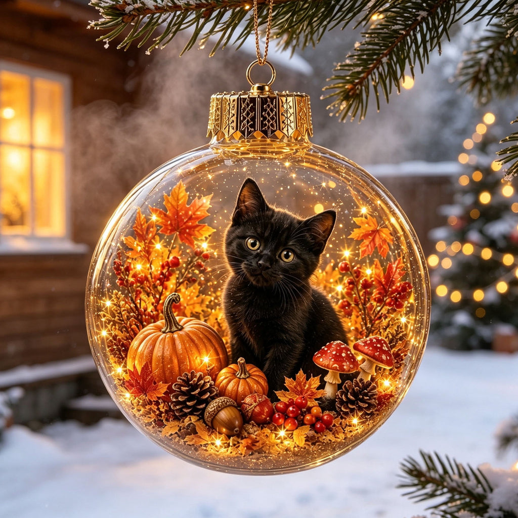 Mivyn Glowing Christmas Story Ornament, 4"Light-Up Mini Holiday Scene with Warm LED Light, Festive Keepsake Gift for Home Christmas Party Decoration,1PCS,