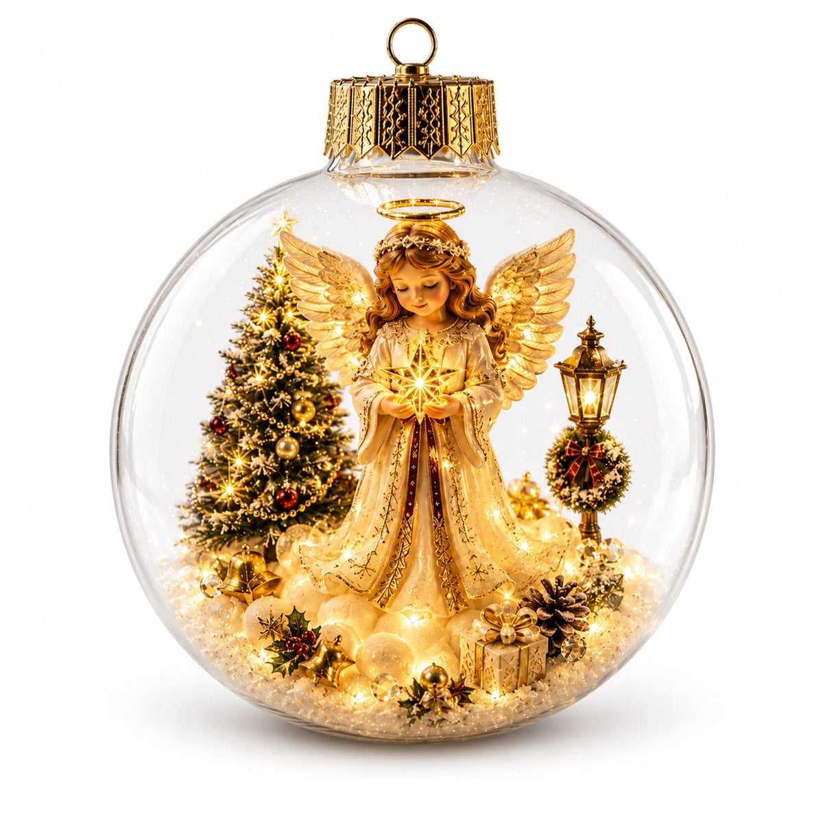 Mivyn Glowing Christmas Story Ornament, 4"Light-Up Mini Holiday Scene with Warm LED Light, Festive Keepsake Gift for Home Christmas Party Decoration,1PCS,