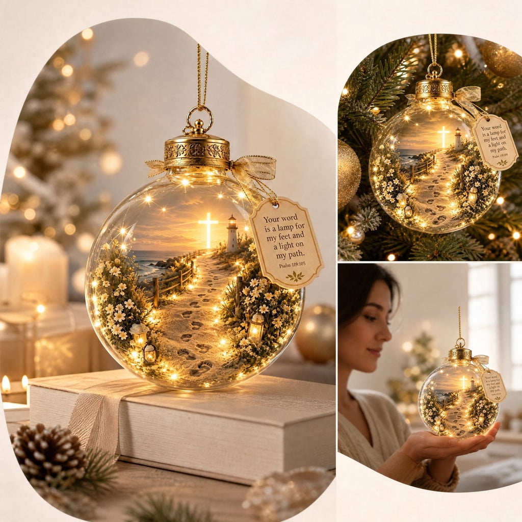 Glowing Christmas Story Ornament, Light-Up Mini Holiday Scene, Festive Keepsake for Christmas Tree, Mantel & Christmas Party Decor (Nativity)