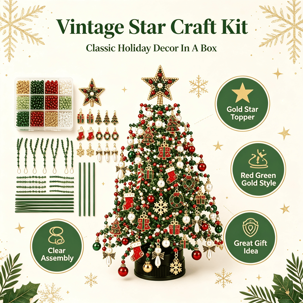 DIY Beaded Christmas Tree Kit, Christmas Decorations Handmade Beads Craft Set, Sparkling Crystal Xmas Ornaments for Tabletop Christmas Decor, Holiday Gifts for Adults by MPOISVA
