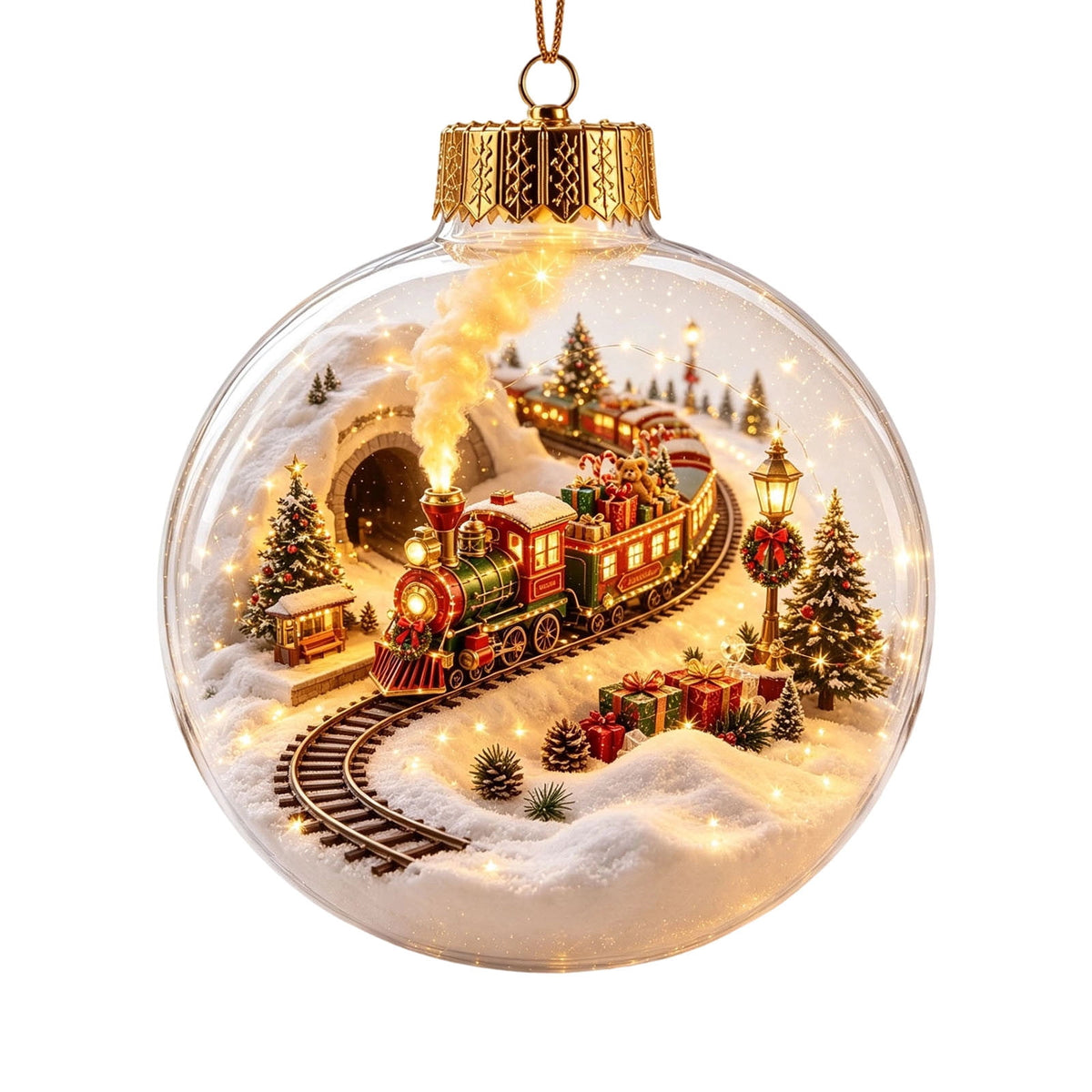 Mivyn Glowing Christmas Story Ornament, 4"Light-Up Mini Holiday Scene with Warm LED Light, Festive Keepsake Gift for Home Christmas Party Decoration,1PCS,