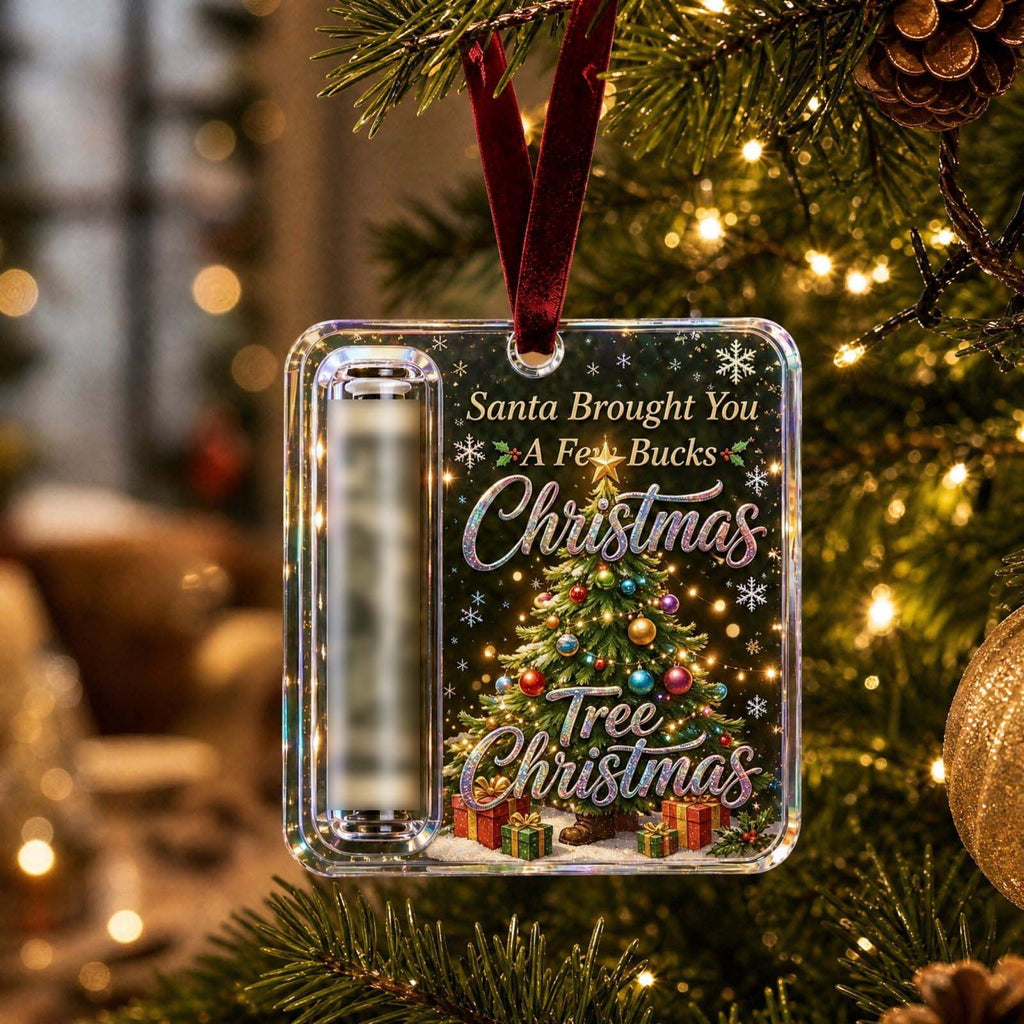 Christmas Cash Gift Stocking Shaped Ornament, Crystal-Clear Cash Holder Ornament with Xmas Stocking Design, Hanging Money Keepsake for Christmas Tree Wreath Garland, Surprise for Family Friends (F)