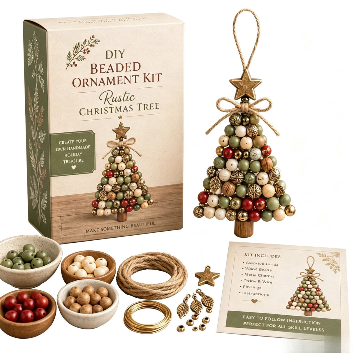 DIY Beaded Christmas Tree Kit, Christmas Decorations Handmade Beads Craft Set, Sparkling Crystal Xmas Ornaments for Tabletop Christmas Decor, Holiday Gifts for Adults by MPOISVA