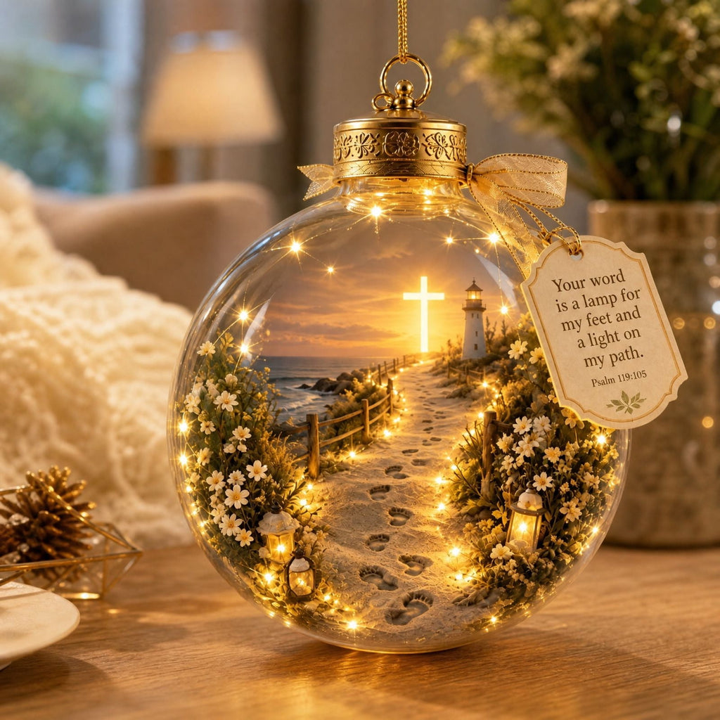 Glowing Christmas Story Ornament, Light-Up Mini Holiday Scene, Festive Keepsake for Christmas Tree, Mantel & Christmas Party Decor (Nativity)