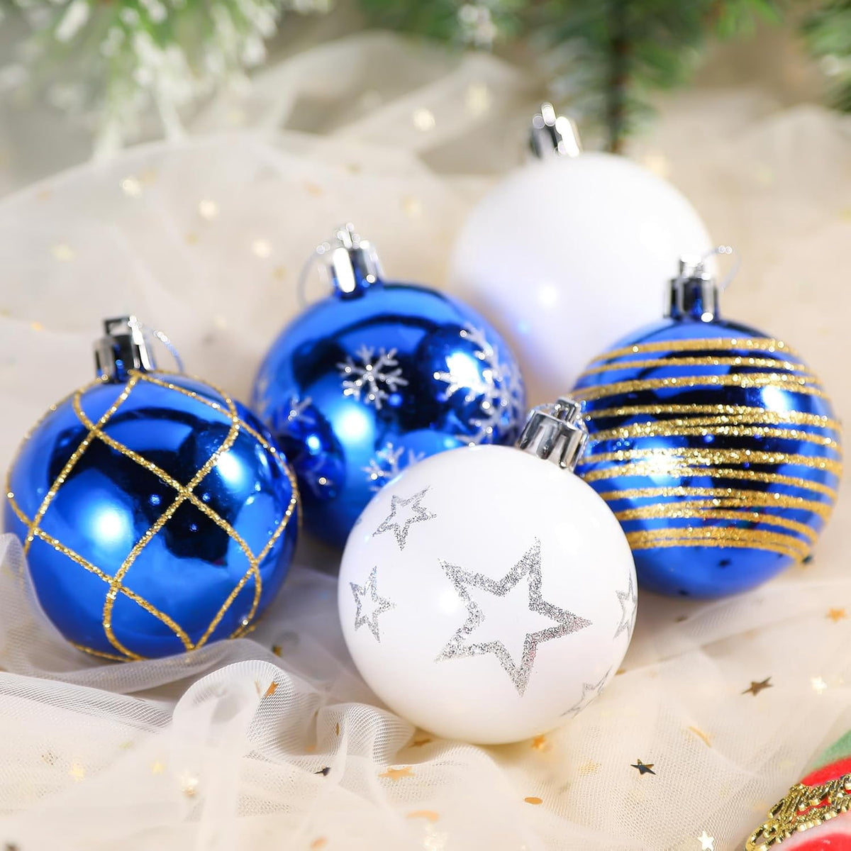 30ct Christmas Ball Ornaments, 2.36 in Shatterproof Xmas Tree Decorations, Plastic Baubles for Holiday, Party, Wedding, or Home Decor, Red & Gold