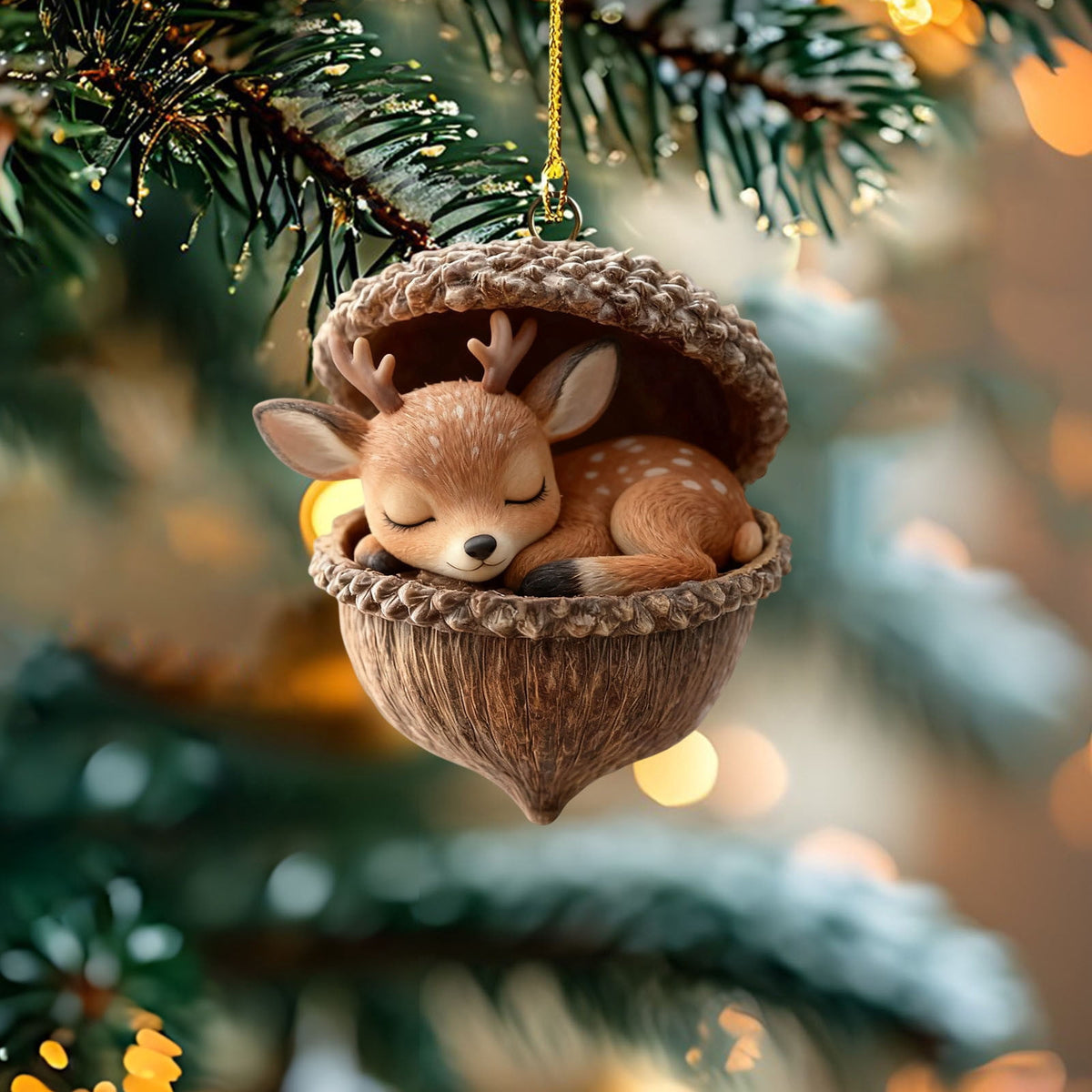 DAMAI Forest Animal Acorn Ornaments-2026 New Cozy Forest Christmas Ornaments, Cozy Forest Christmas Ornaments, Pine Cone Decoration Woodland Christmas Ornaments for Party Home Decor
