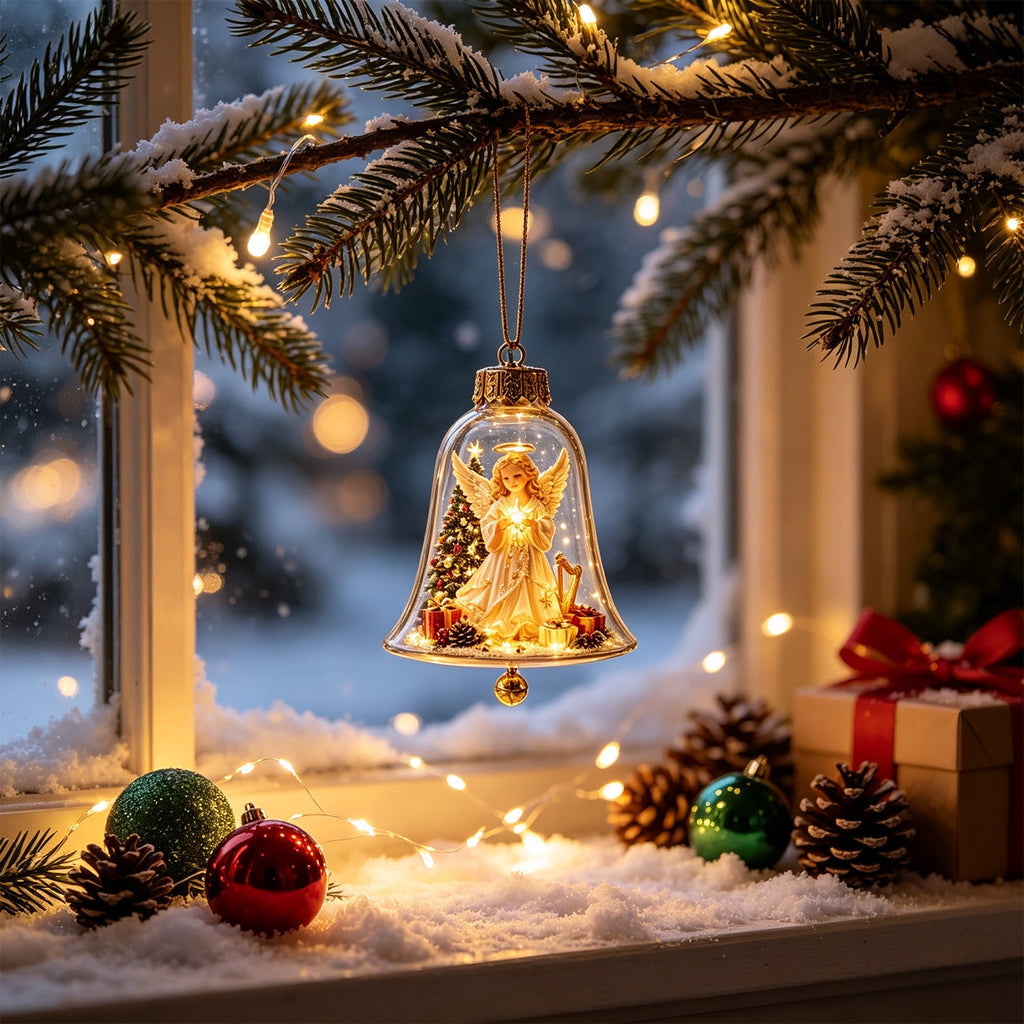 Mivyn Glowing Christmas Story Ornament, 4"Light-Up Mini Holiday Scene with Warm LED Light, Festive Keepsake Gift for Home Christmas Party Decoration,1PCS,
