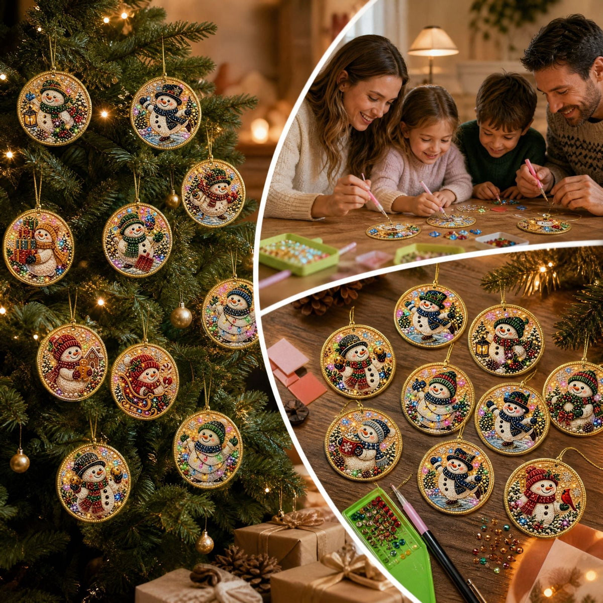 DIY Christmas Ornaments for Xmas Tree Hangings- Pearl Art Kits for Adults, Christmas Ornaments Set of 12, 2.76 Inch
