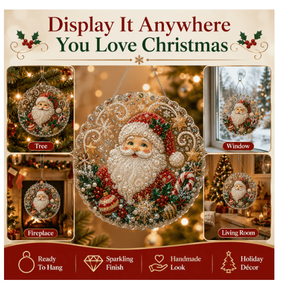 Christmas in July DIY Diamond Art Hanging Ornament – Handmade Sparkling Christmas Keepsake Quiet Leisure Craft for Summer Rainy Afternoons