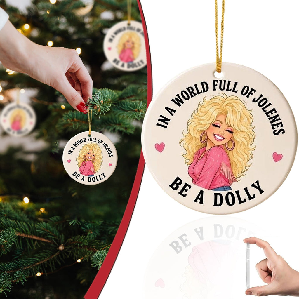 Dolly Memorial Acrylic Christmas Ornament Themed Christmas Ornament for Tree Car Office Home Dolly Themed Xmas Hanging Decor Country Music Holiday Decoration Gift