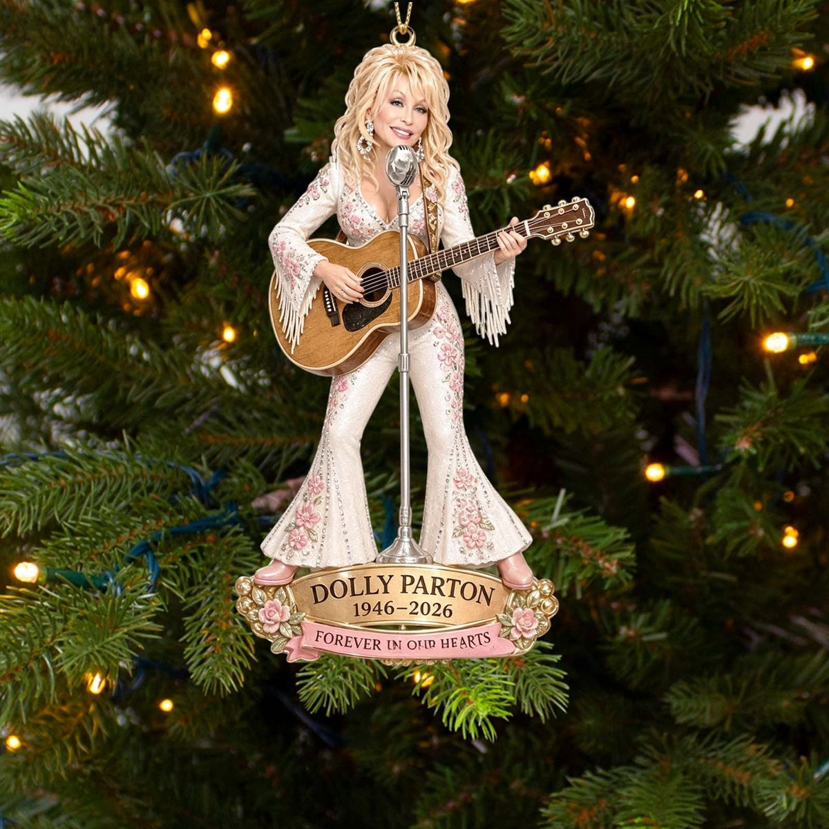 Dolly Memorial Acrylic Christmas Ornament Themed Christmas Ornament for Tree Car Office Home Dolly Themed Xmas Hanging Decor Country Music Holiday Decoration Gift
