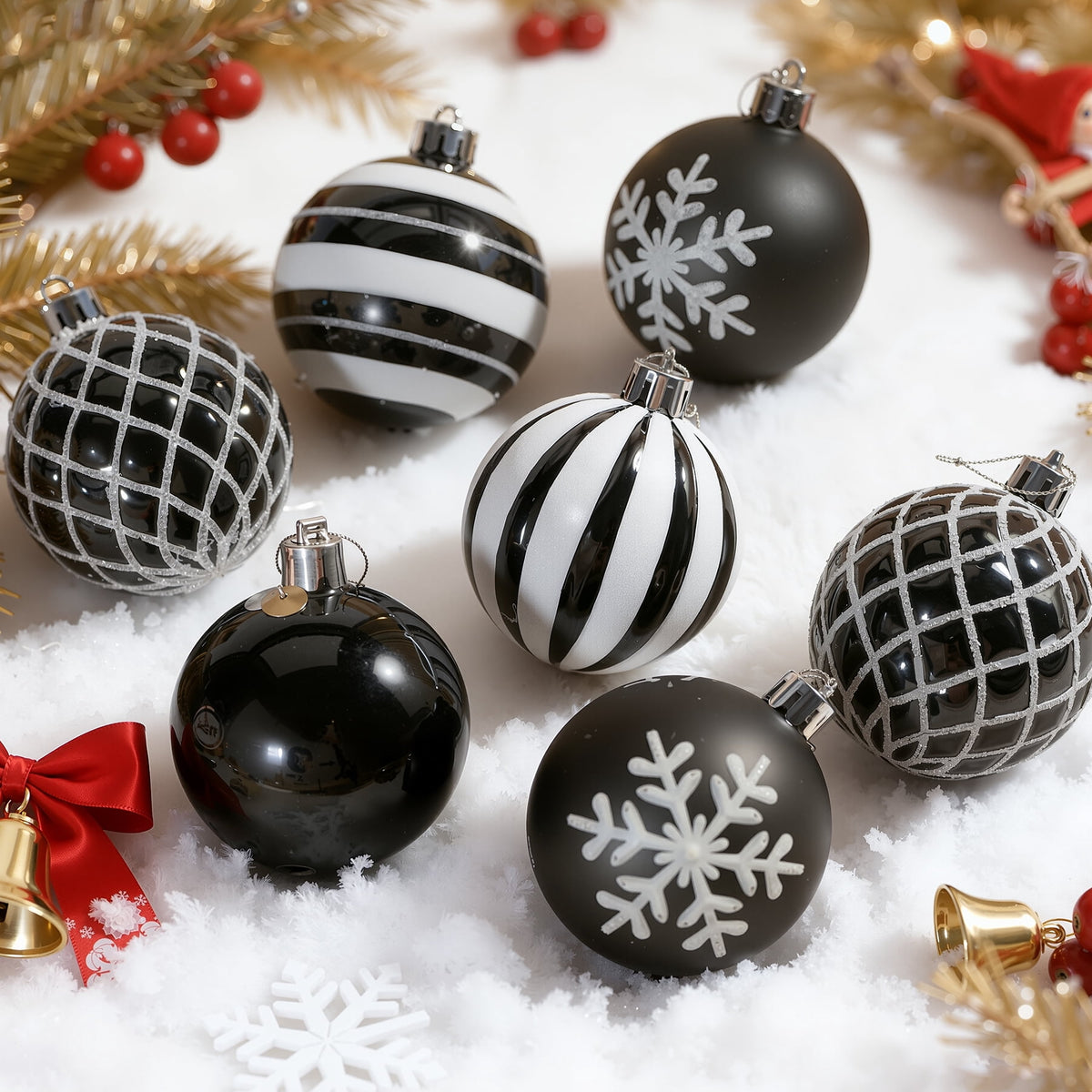 30ct Christmas Ball Ornaments, 2.36 in Shatterproof Xmas Tree Decorations, Plastic Baubles for Holiday, Party, Wedding, or Home Decor, Red & Gold