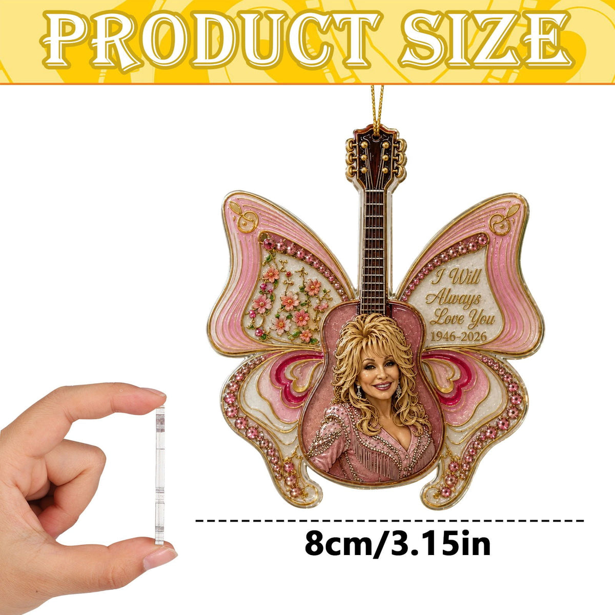 Dolly Memorial Acrylic Christmas Ornament Themed Christmas Ornament for Tree Car Office Home Dolly Themed Xmas Hanging Decor Country Music Holiday Decoration Gift