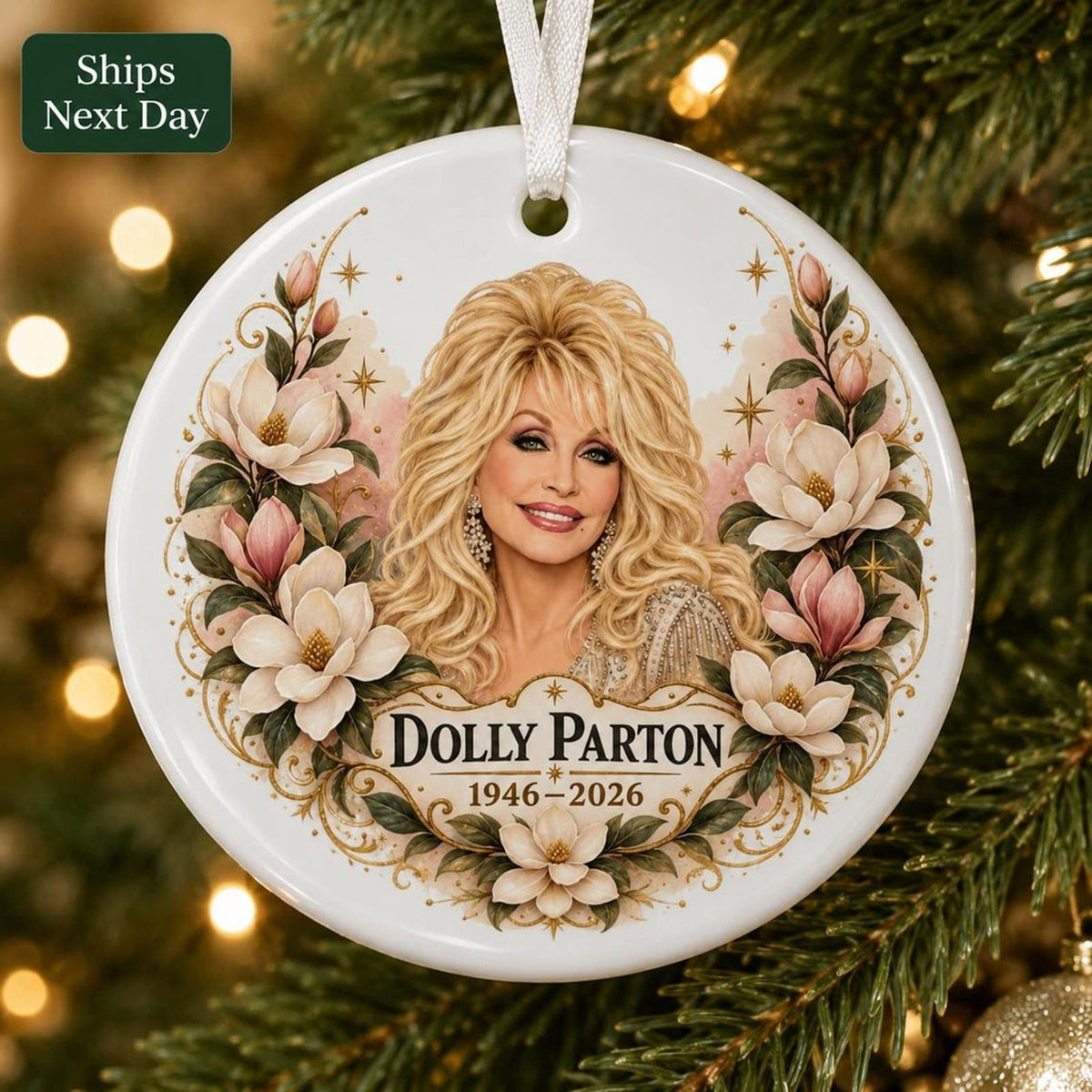 Dolly Memorial Acrylic Christmas Ornament Themed Christmas Ornament for Tree Car Office Home Dolly Themed Xmas Hanging Decor Country Music Holiday Decoration Gift