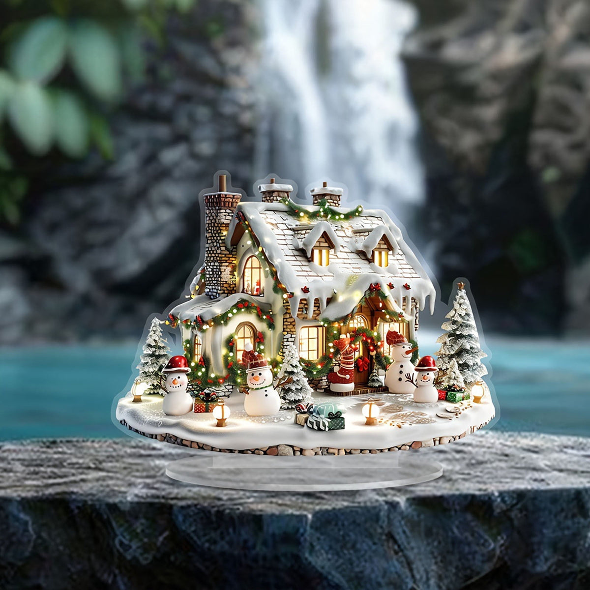 PEIBang Christmas Table Decorations,Snow House Decor Christmas Centerpiece,Christmas Village Houses for Home Office