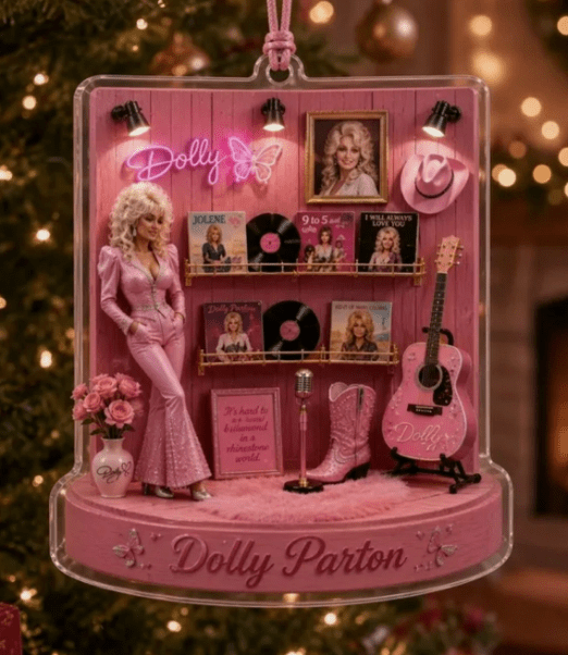 Dolly Memorial Acrylic Christmas Ornament Themed Christmas Ornament for Tree Car Office Home Dolly Themed Xmas Hanging Decor Country Music Holiday Decoration Gift