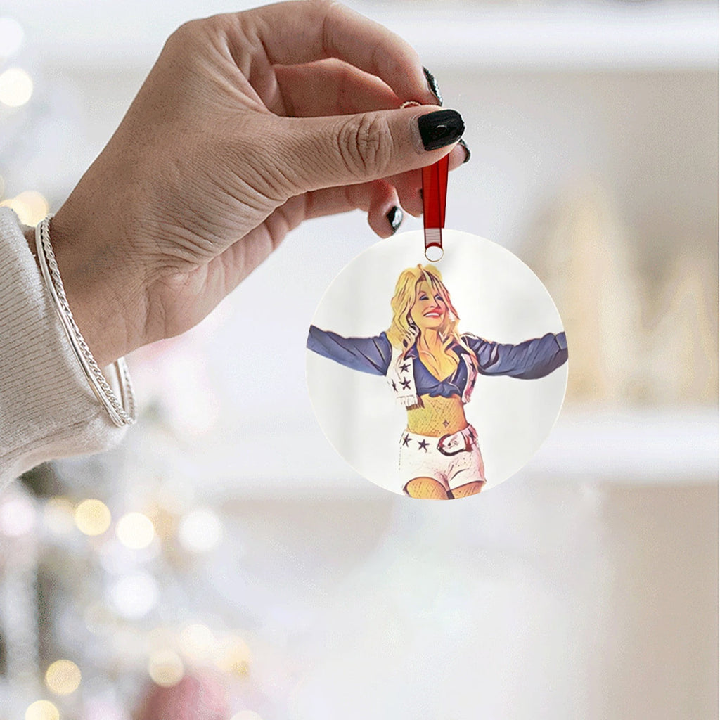 Dolly Memorial Acrylic Christmas Ornament Themed Christmas Ornament for Tree Car Office Home Dolly Themed Xmas Hanging Decor Country Music Holiday Decoration Gift