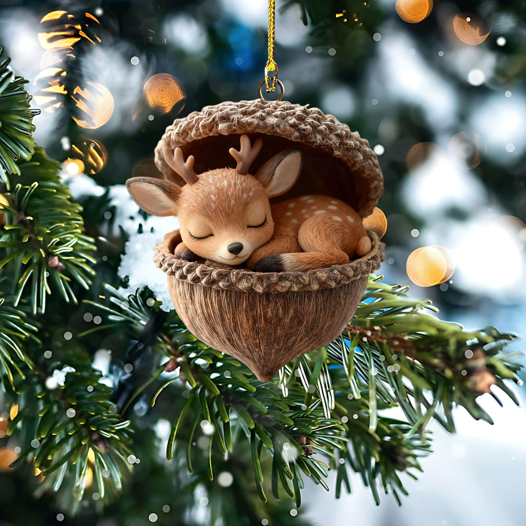DAMAI Forest Animal Acorn Ornaments-2026 New Cozy Forest Christmas Ornaments, Cozy Forest Christmas Ornaments, Pine Cone Decoration Woodland Christmas Ornaments for Party Home Decor
