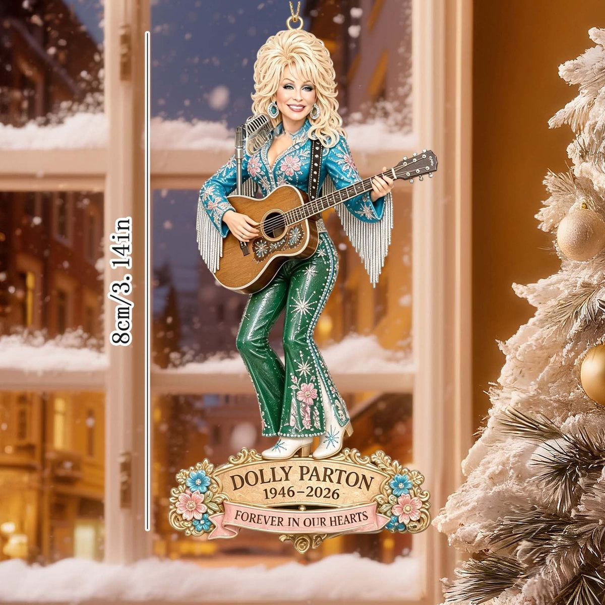 Dolly Memorial Acrylic Christmas Ornament Themed Christmas Ornament for Tree Car Office Home Dolly Themed Xmas Hanging Decor Country Music Holiday Decoration Gift