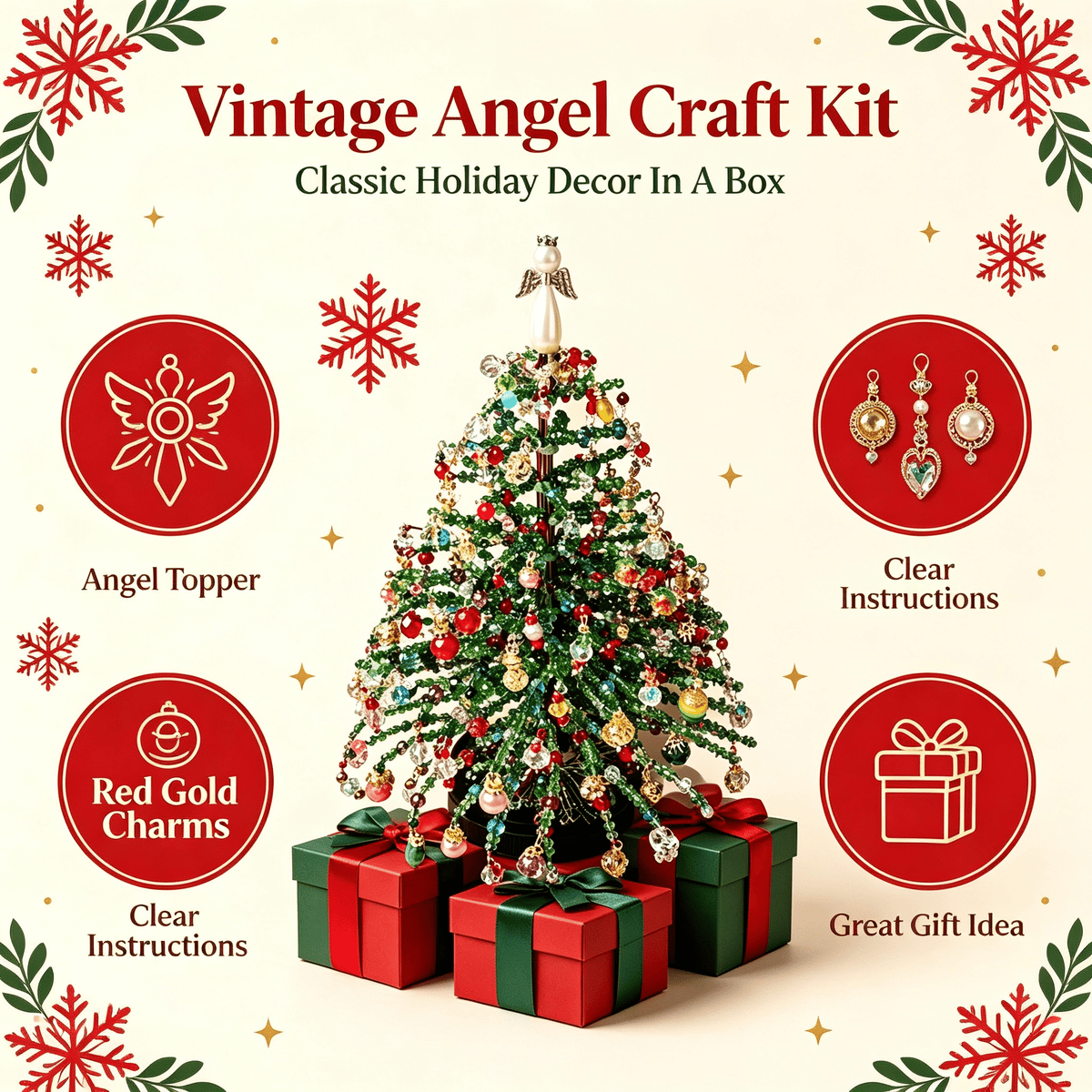 DIY Beaded Christmas Tree Kit, Christmas Decorations Handmade Beads Craft Set, Sparkling Crystal Xmas Ornaments for Tabletop Christmas Decor, Holiday Gifts for Adults by MPOISVA