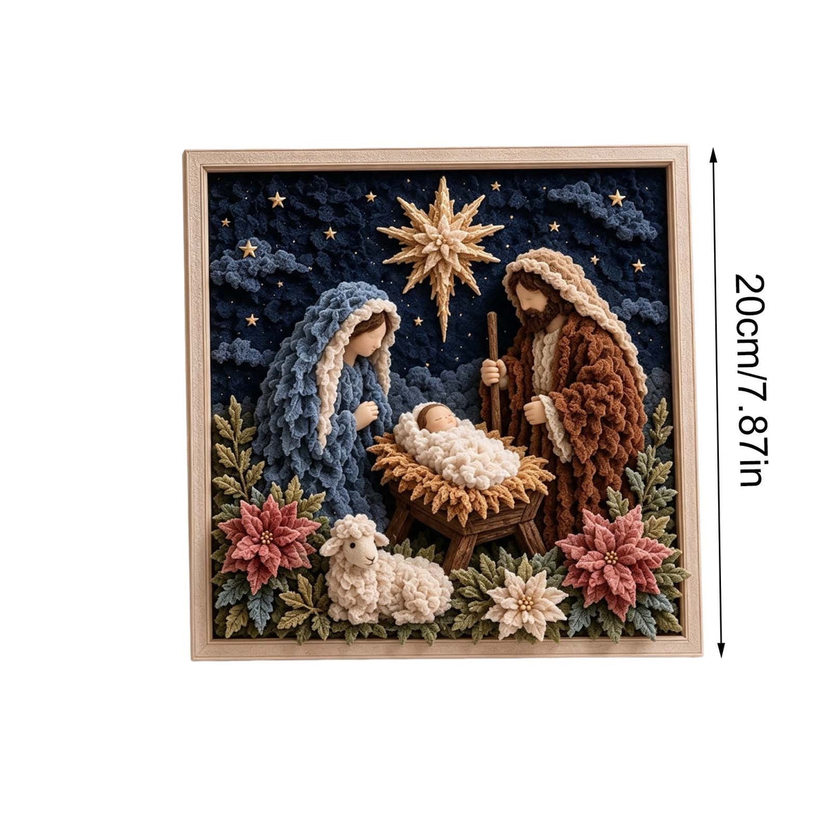 Clearance 3D Christmas Wreath Fabric Poke Art Kit, Jesus Poke Art Kits for Adults, Christmas Wreaths Ornament Making Kit for Front Door