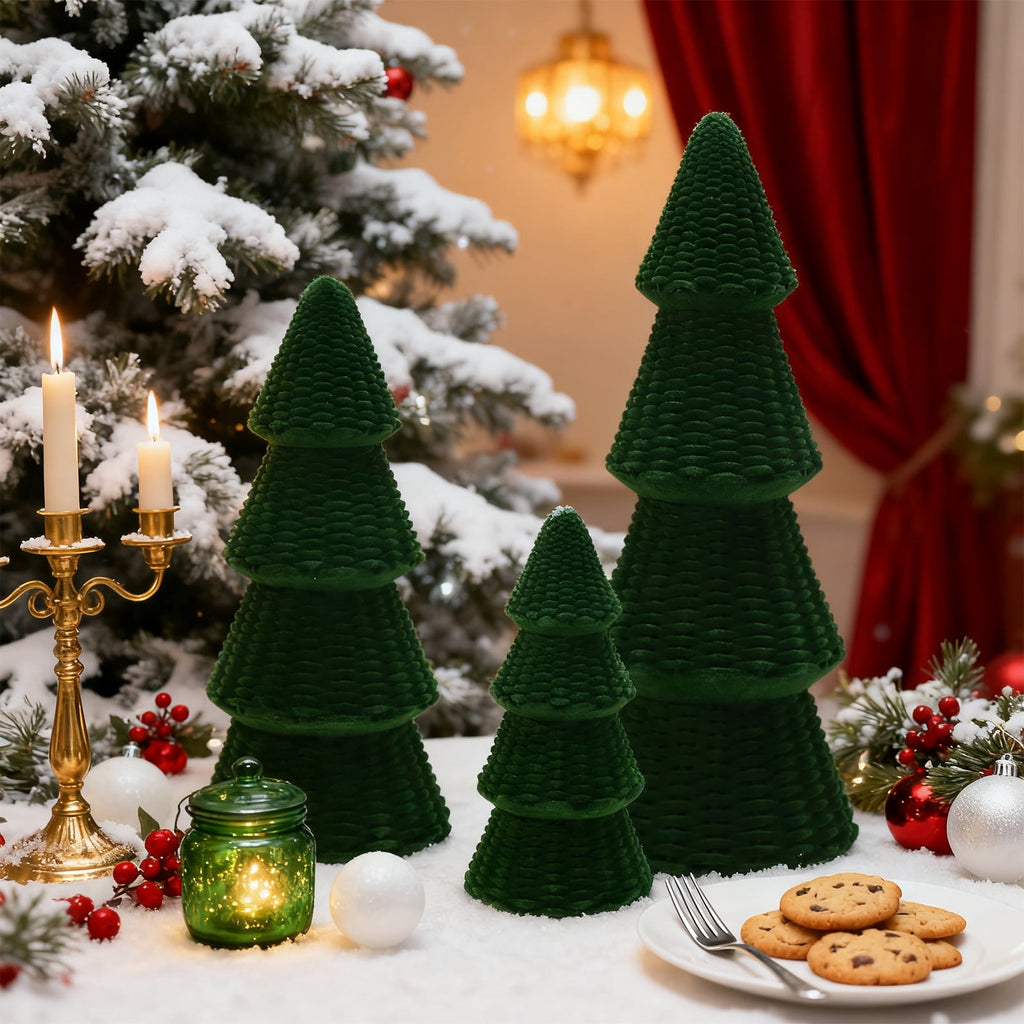 Ayieyill 3pcs Tabletop Christmas Tree Woven Resin Christmas Trees for Christmas Decor Indoor, Christmas Table Decor, Khaki