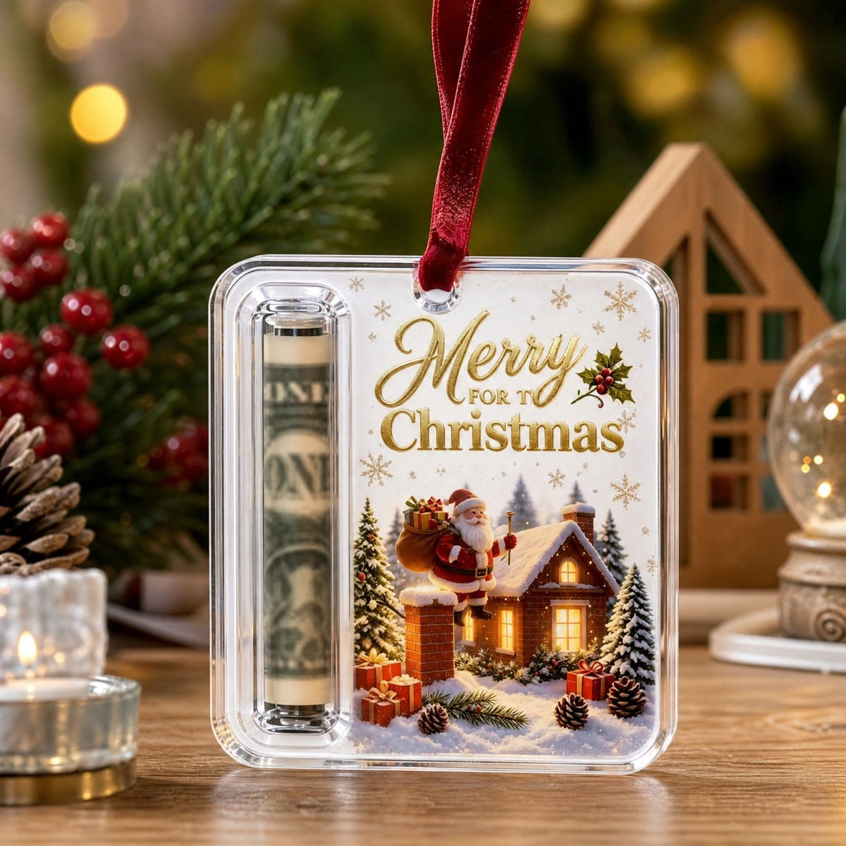 Clearance! Christmas Cash Gift Ornament, Christmas Money Holder for Cash, Christmas Decorations Gift (Merry Christmas)