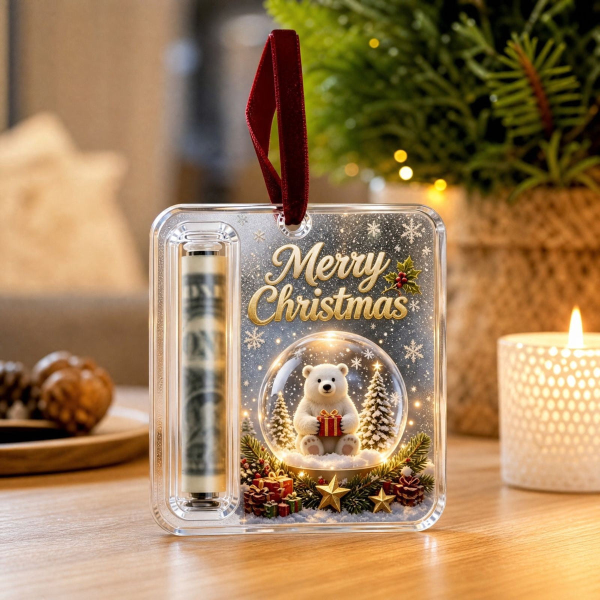 Clearance! Christmas Cash Gift Ornament, Christmas Money Holder for Cash, Christmas Decorations Gift (Merry Christmas)