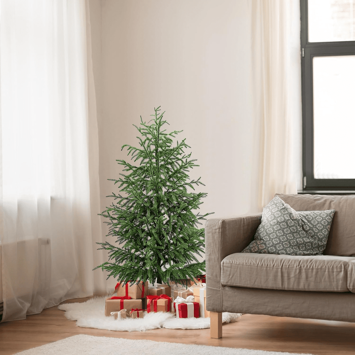 2FT Pre-Lit Artificial Christmas Tree, Lifelike Cypress Potted Xmas Tree with 100 Twinkle LED Lights for Family Fun Indoor Holiday Decor for Indoor